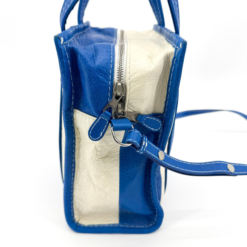 Balenciaga Bazar Striped Leather Blue Bag