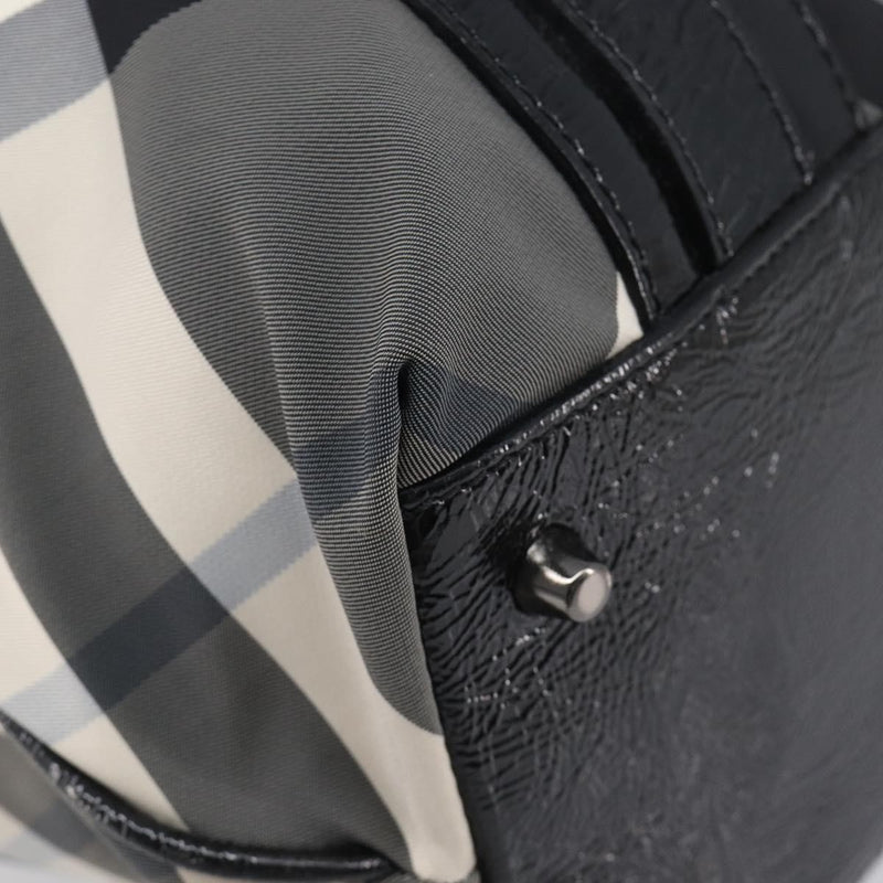 Burberry Nova Check Tote Canvas Pattern Black Nylon