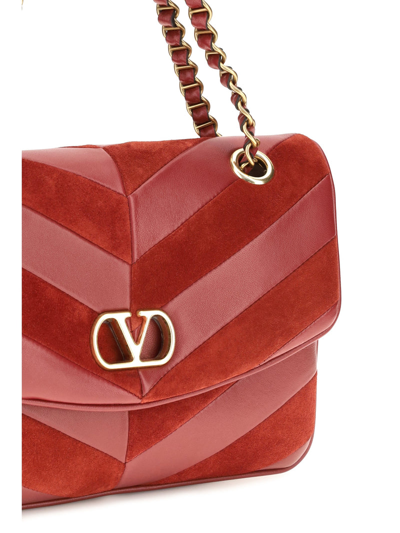 Valentino Garavani Djuna Shoulder Bag — Red Suede