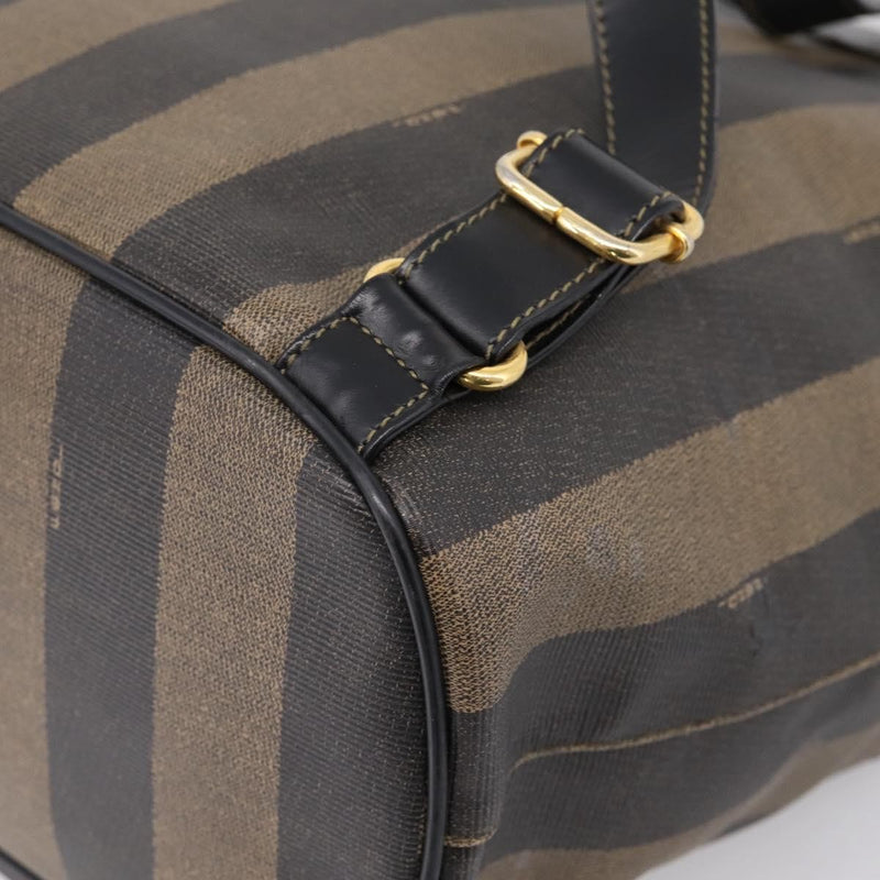 Fendi Vintage Pequin Logo Coated Canvas Brown Bag