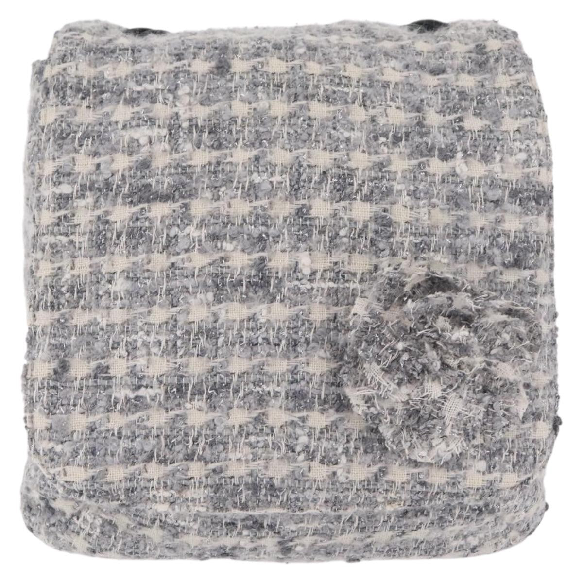 Chanel Camellia Messenger Tweed Gray Cotton