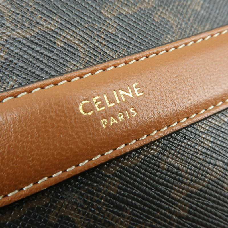 Celine Round Purse On Strap Triomphe Coated Canvas Brown Bag