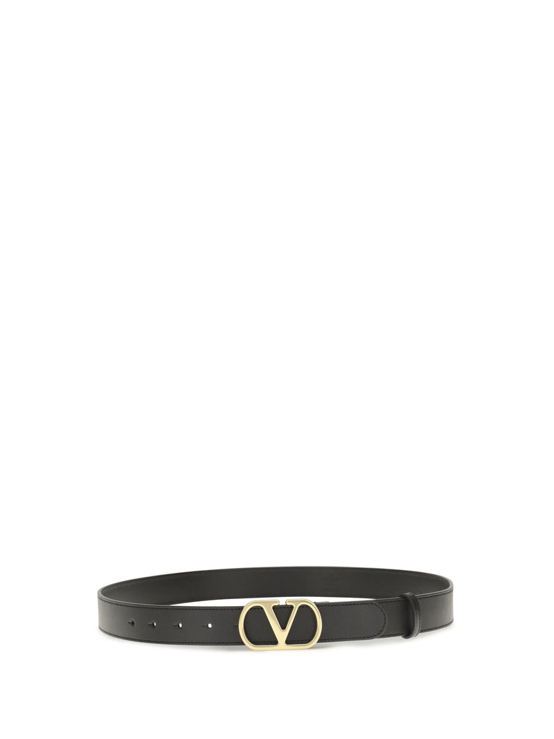 Valentino Garavani Belt — Black Calf Leather Bos Taurus