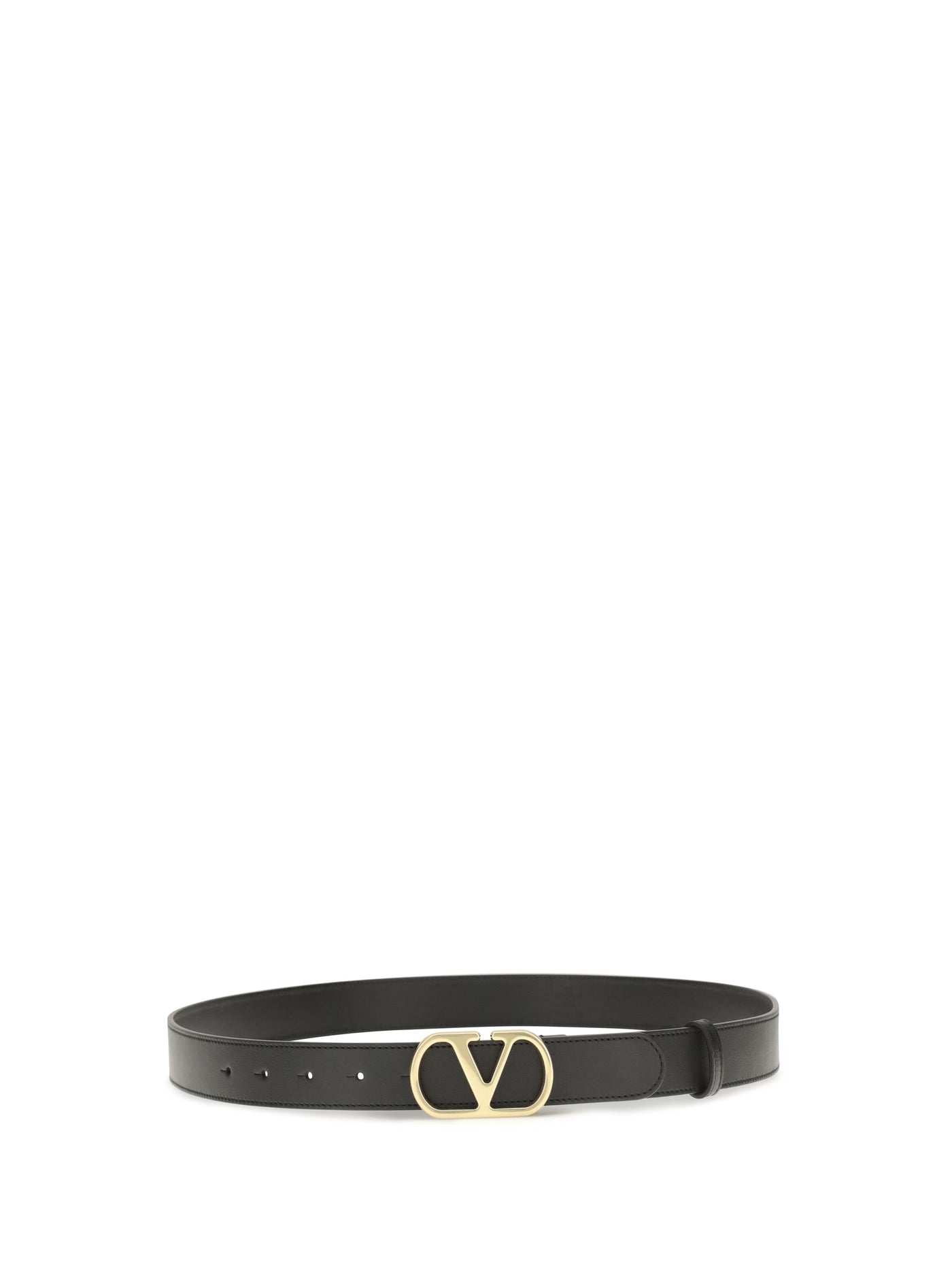 Valentino Garavani Vlogo Belt — Black Calf Leather