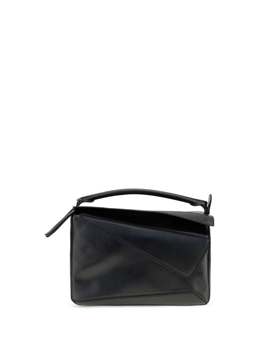 Loewe Puzzle Top Handle Bag — Black Calf Leather
