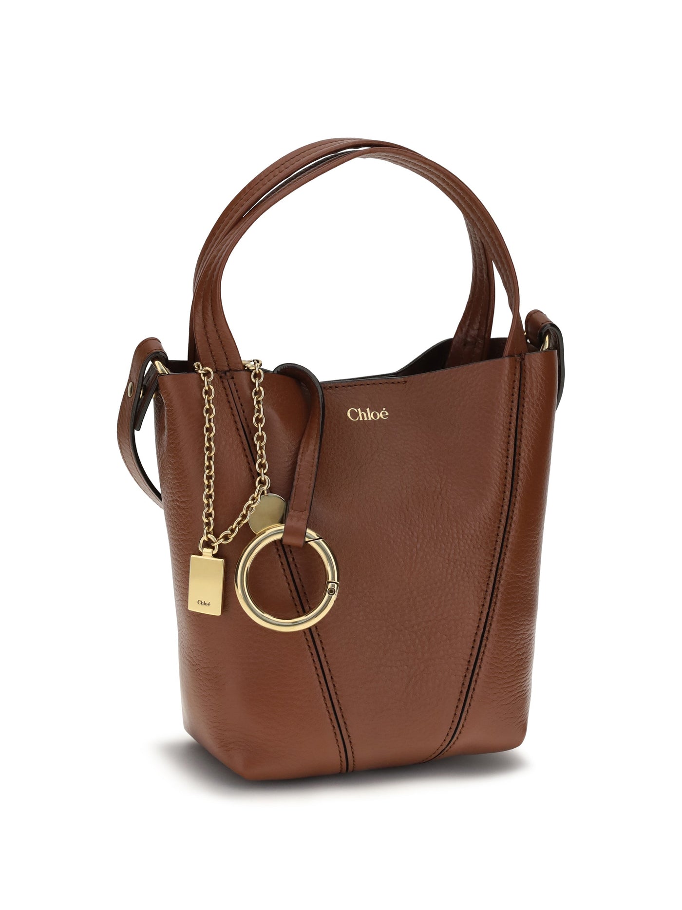 Chloé Spin Shoulder Bag — Brown Calf Leather