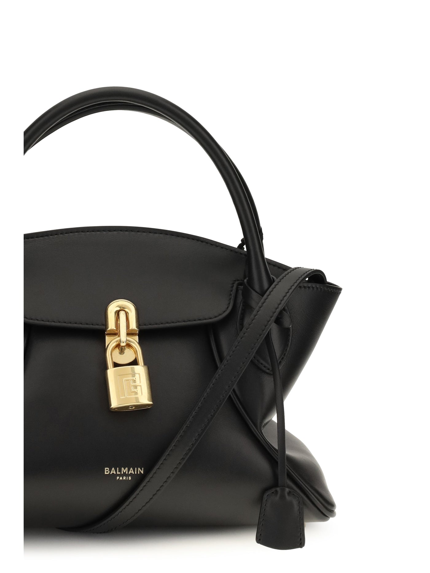 Balmain Pulse Day Shoulder Bag — Black Calf Leather