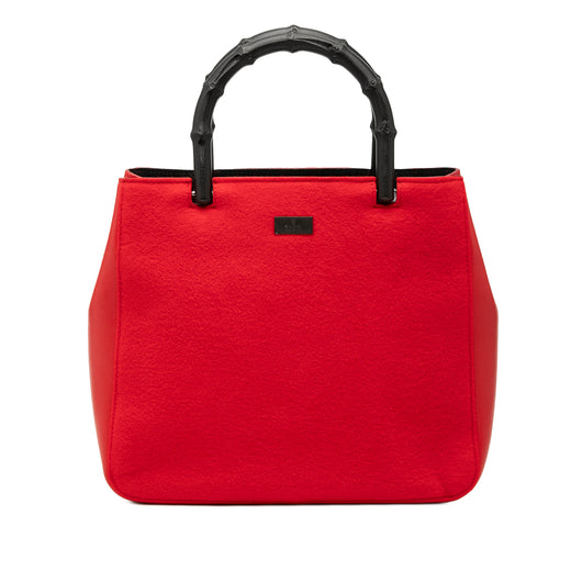 Wool and Calfskin Bamboo Top Handle Bag - Image 1