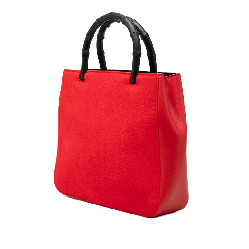 Wool and Calfskin Bamboo Top Handle Bag - Image 2