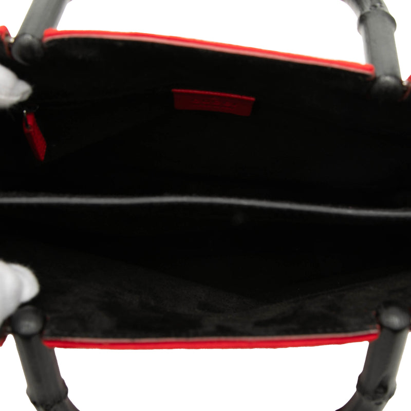 Wool and Calfskin Bamboo Top Handle Bag - Image 4