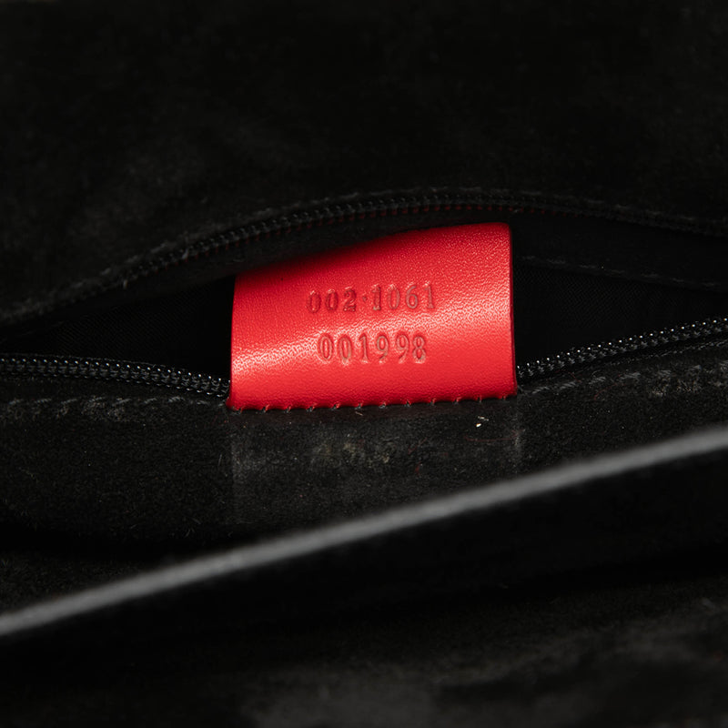 Wool and Calfskin Bamboo Top Handle Bag - Image 6