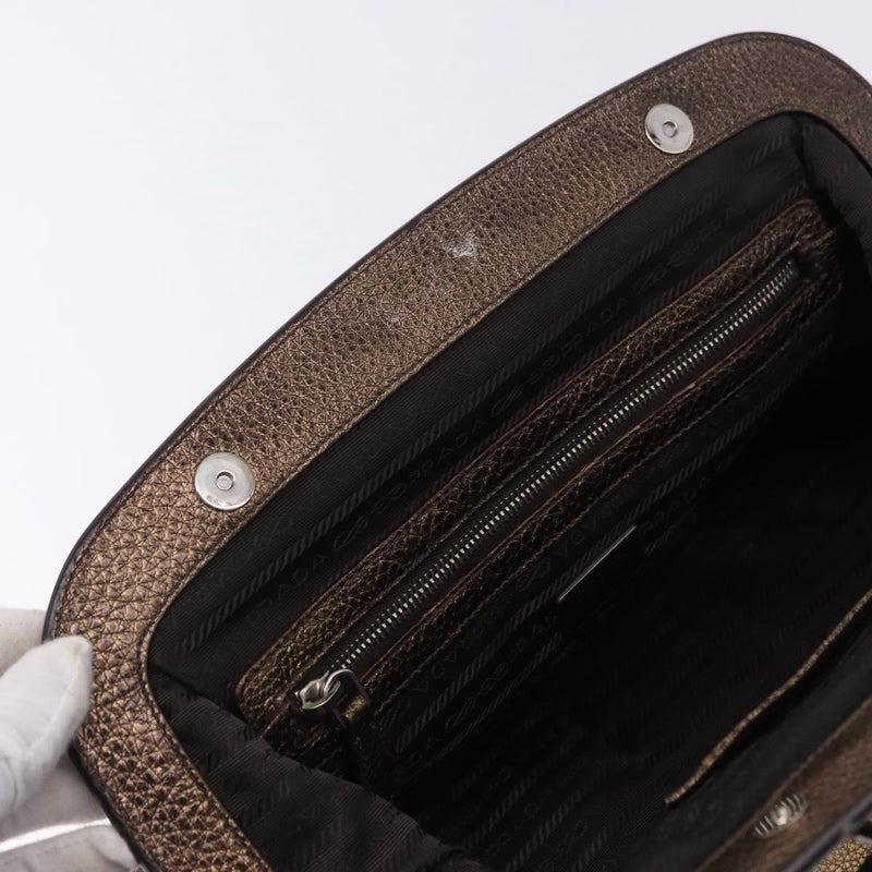Prada Belted Frame Satchel Metallic Leather Gold