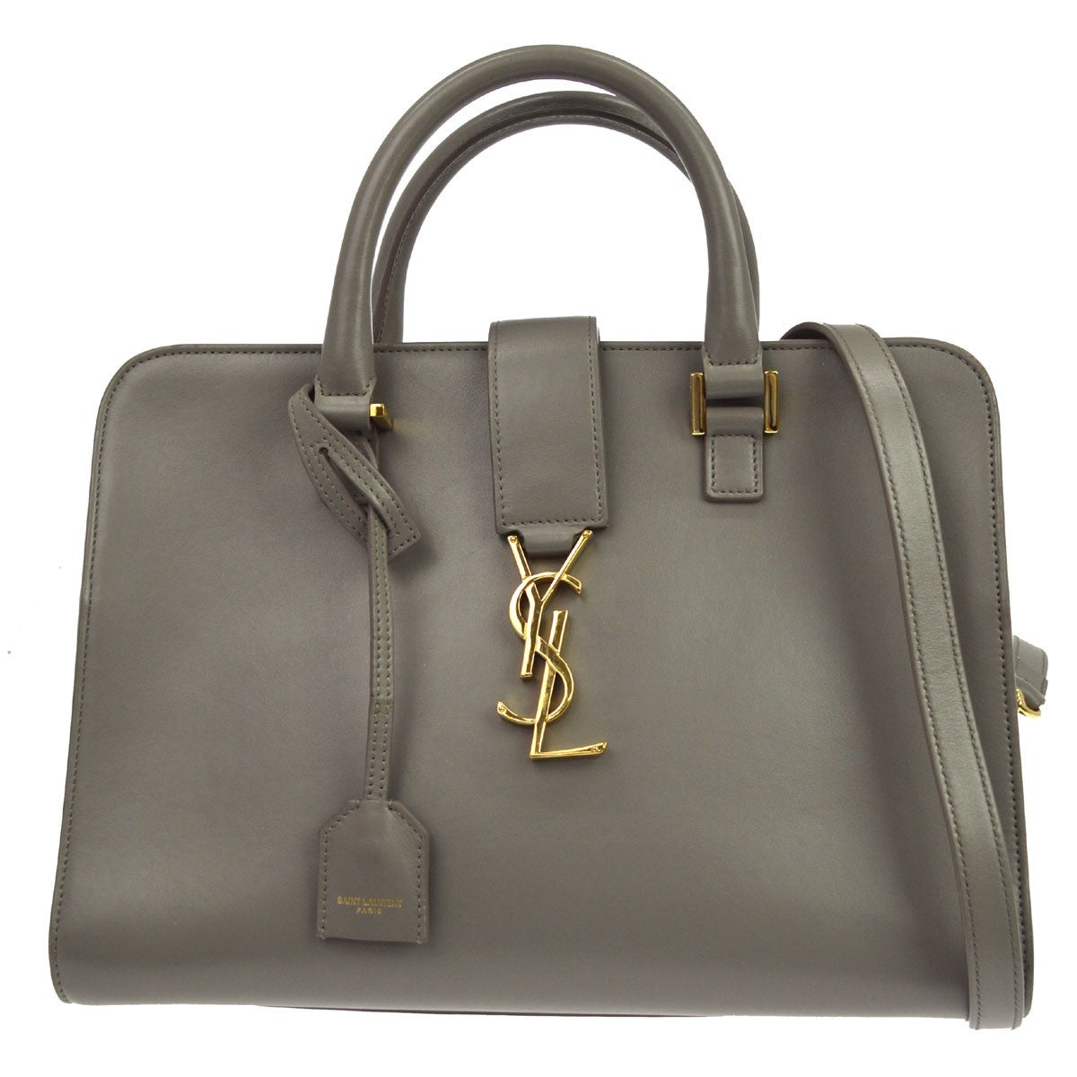 Saint Laurent Monogram Cabas Leather Gray Bag