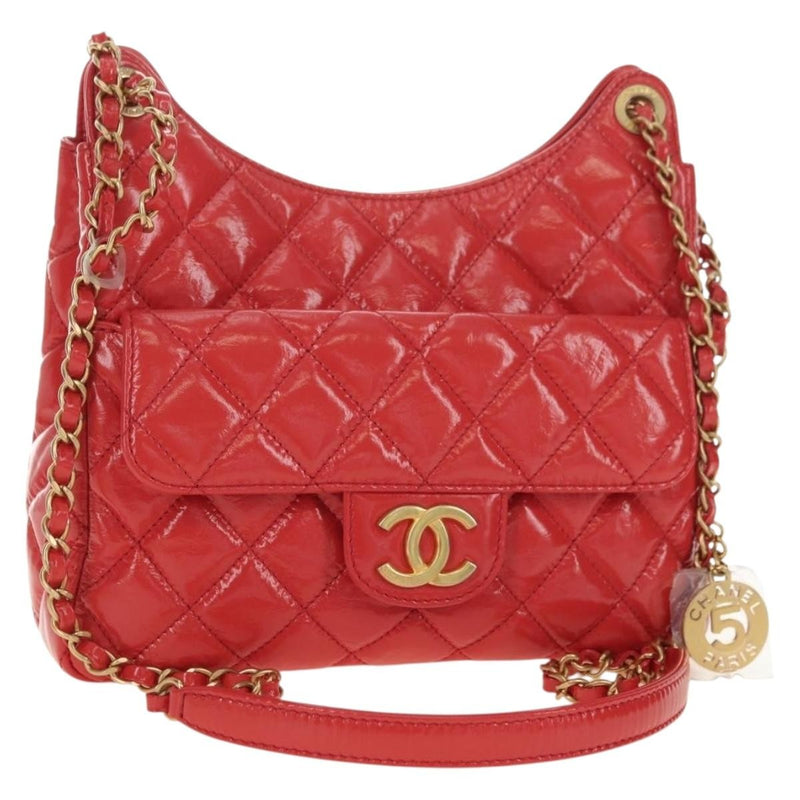 Chanel Wavy Cc Hobo Quilted Crumpled Calfskin Pink Patent_leather