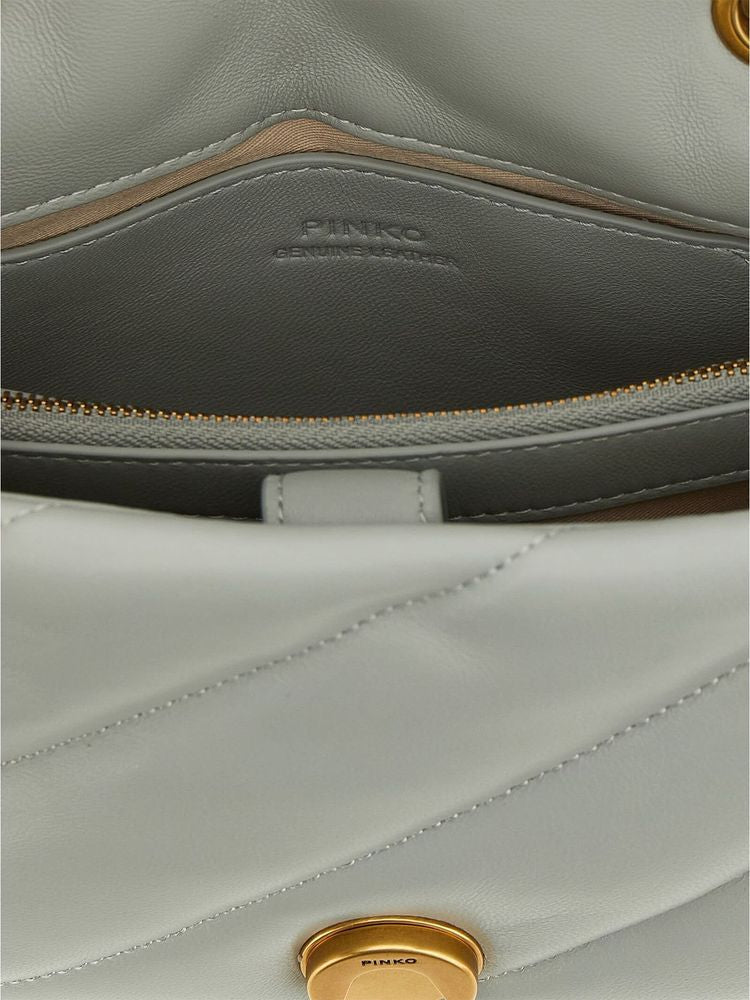 Pinko Love Puff Crossbody Bag — Gray Lamb Fur