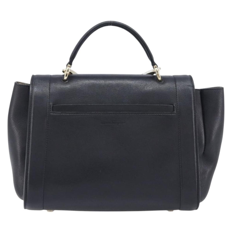 Salvatore Ferragamo Sofia Rainbow Saddle Leather Black Bag