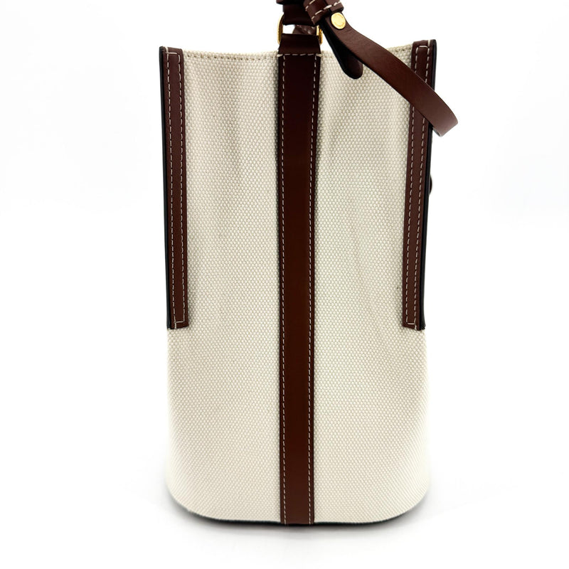 Burberry Peggy Logo Bucket Canvas Beige Bag