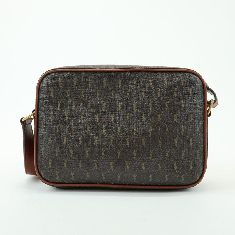 Saint Laurent Le Monogramme Camera Monogram All Over Coated Canvas And Leather Brown Bag