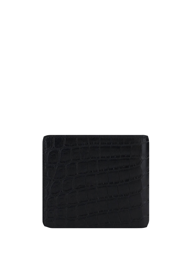 Saint Laurent Crocodile-Embossed Calf Leather Wallet — Black Bos Taurus