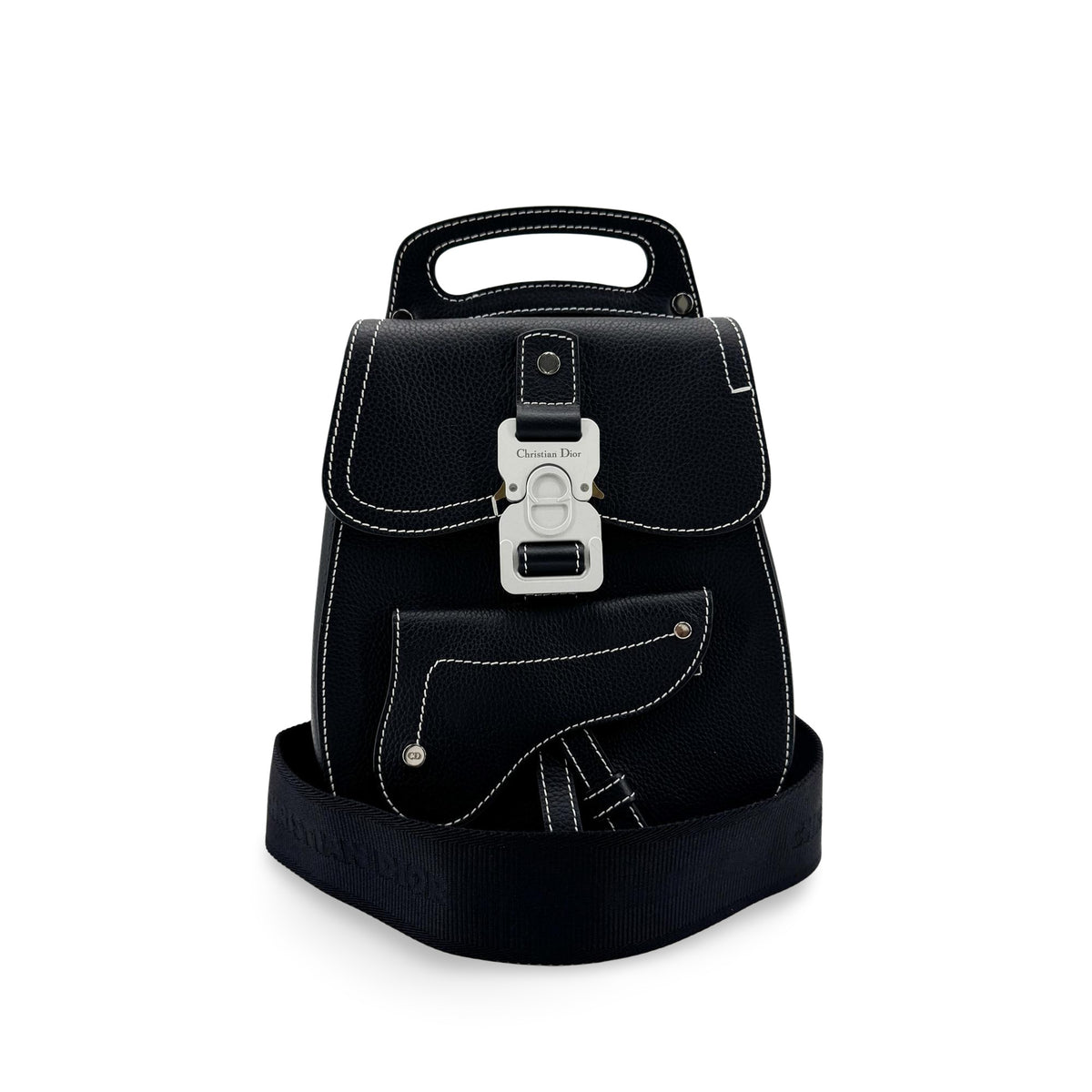 Christian Dior Saddle Leather Black Calfskin Bag