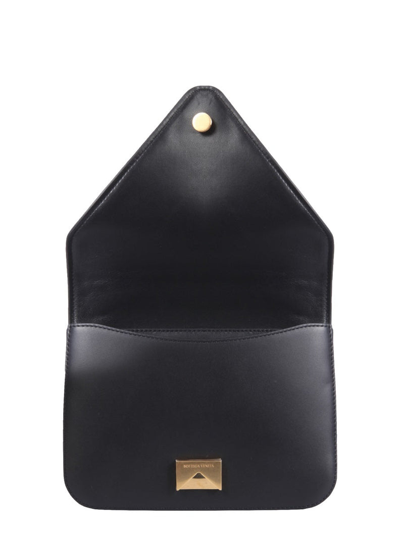 Bottega Veneta Suede Envelope Shoulder Bag — Black Leather
