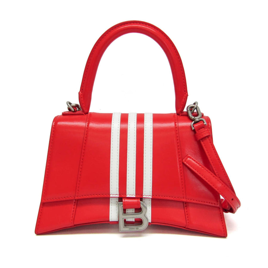 Balenciaga X Adidas Hourglass Top Handle Leather Red Bag