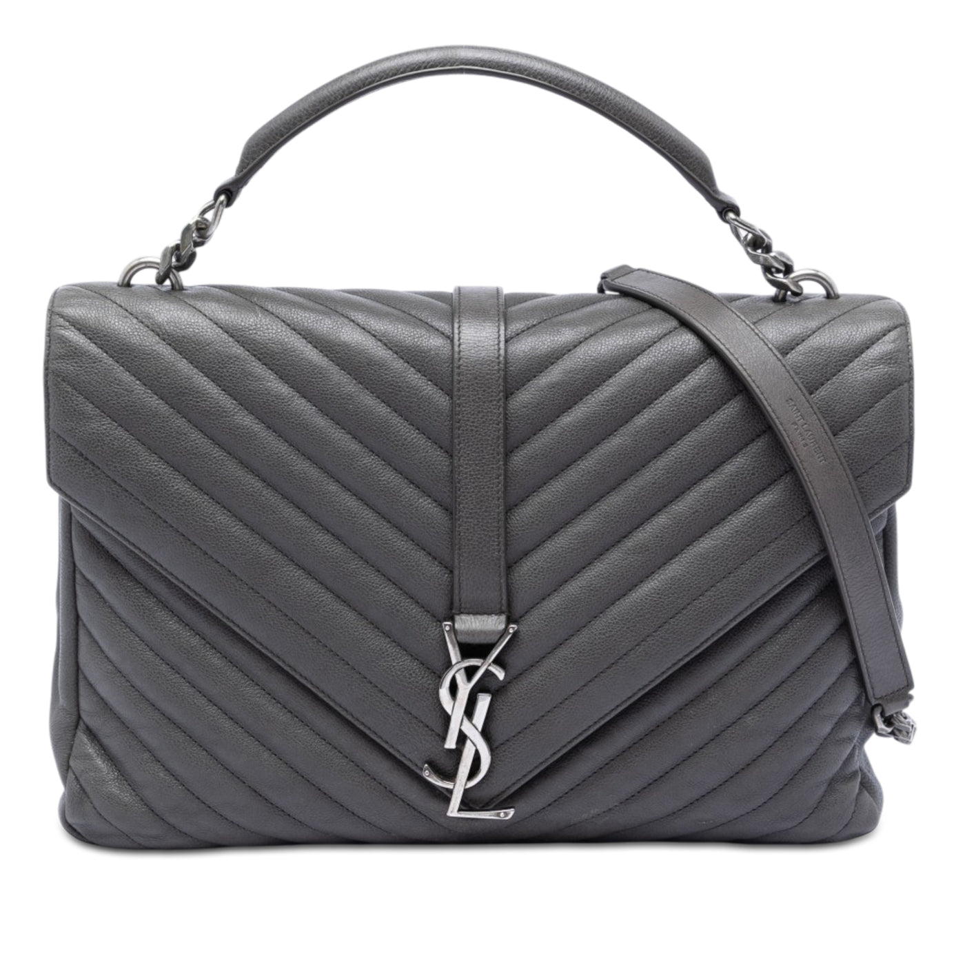 Large Chevron Sheepskin Monogram College Satchel - Image 1