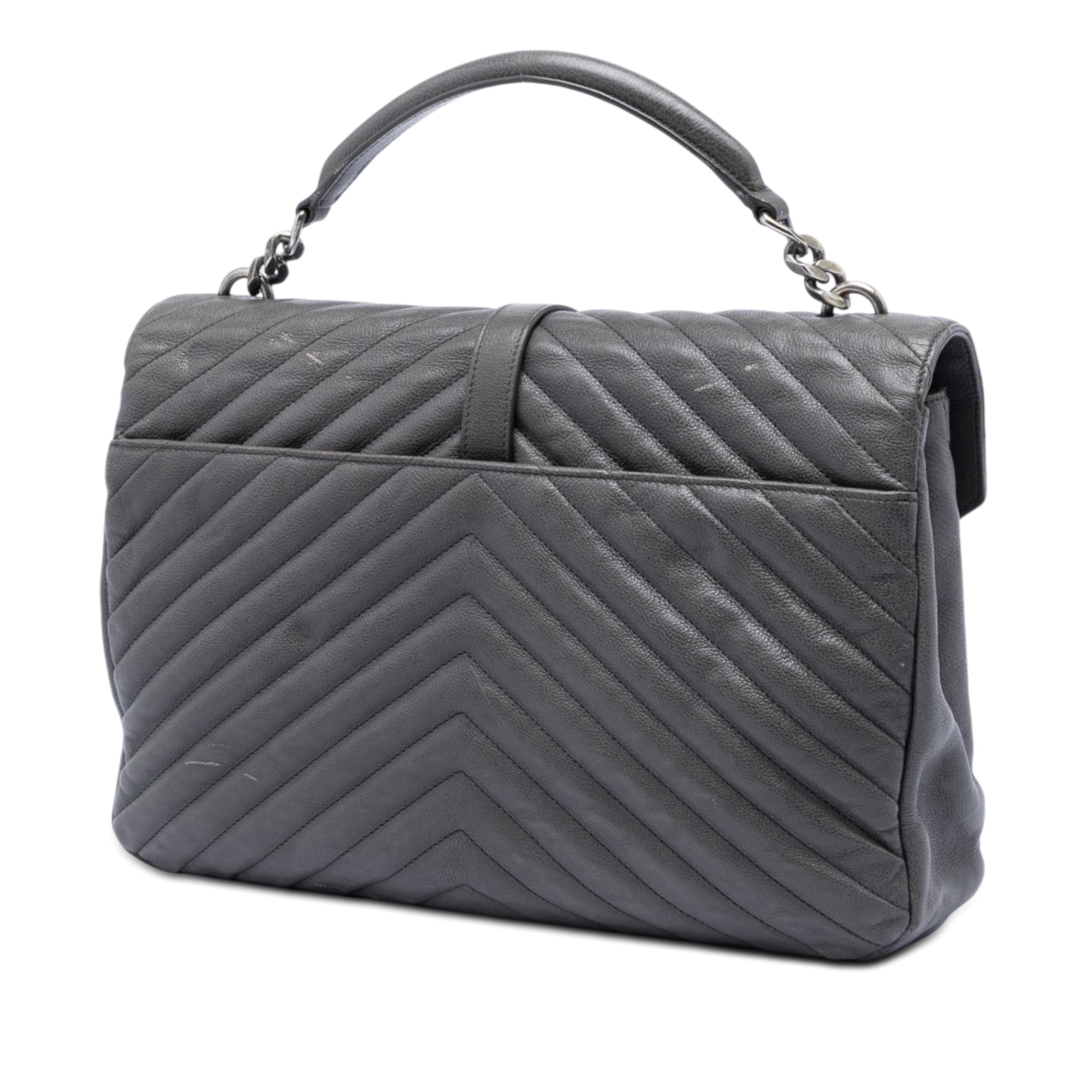 Large Chevron Sheepskin Monogram College Satchel - Image 2