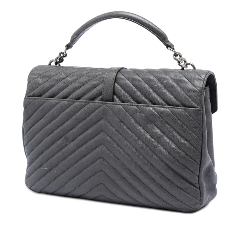 Large Chevron Sheepskin Monogram College Satchel - Image 2