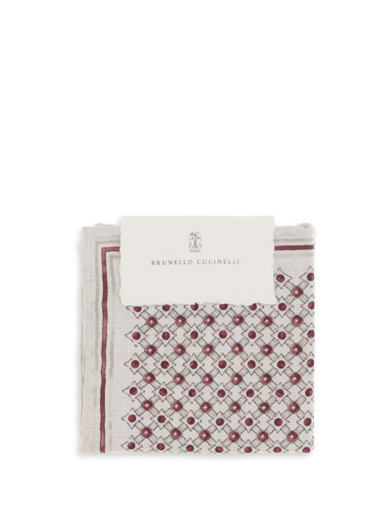 Brunello Cucinelli Silk Geometric Polka Dot Pocket Square — Cherry Accessory