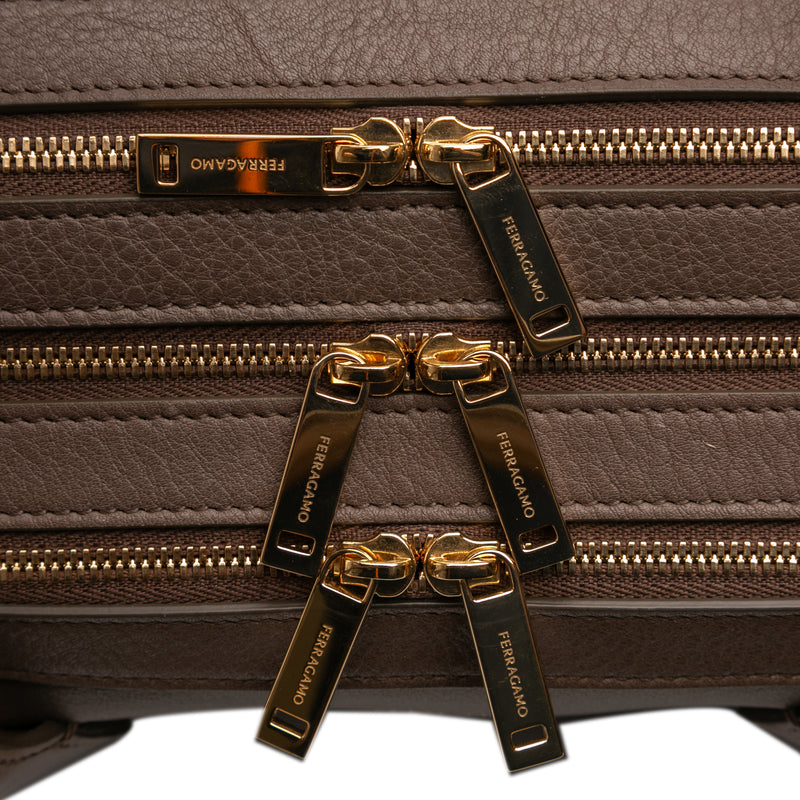 Leather Stella Triple Zip Satchel - Image 10
