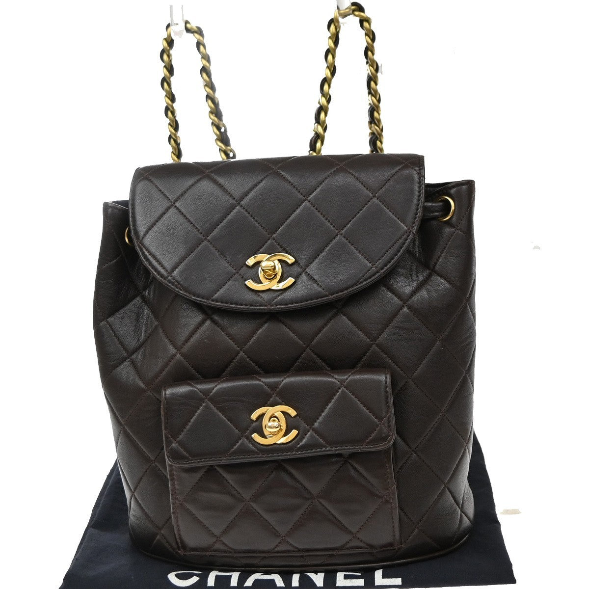 Chanel Duma Drawstring Quilted Leather Brown Bag