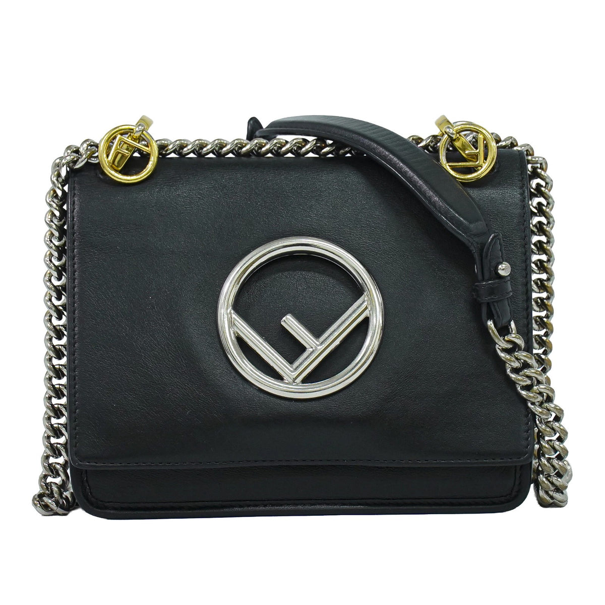 Fendi Kan I F Leather Black Bag