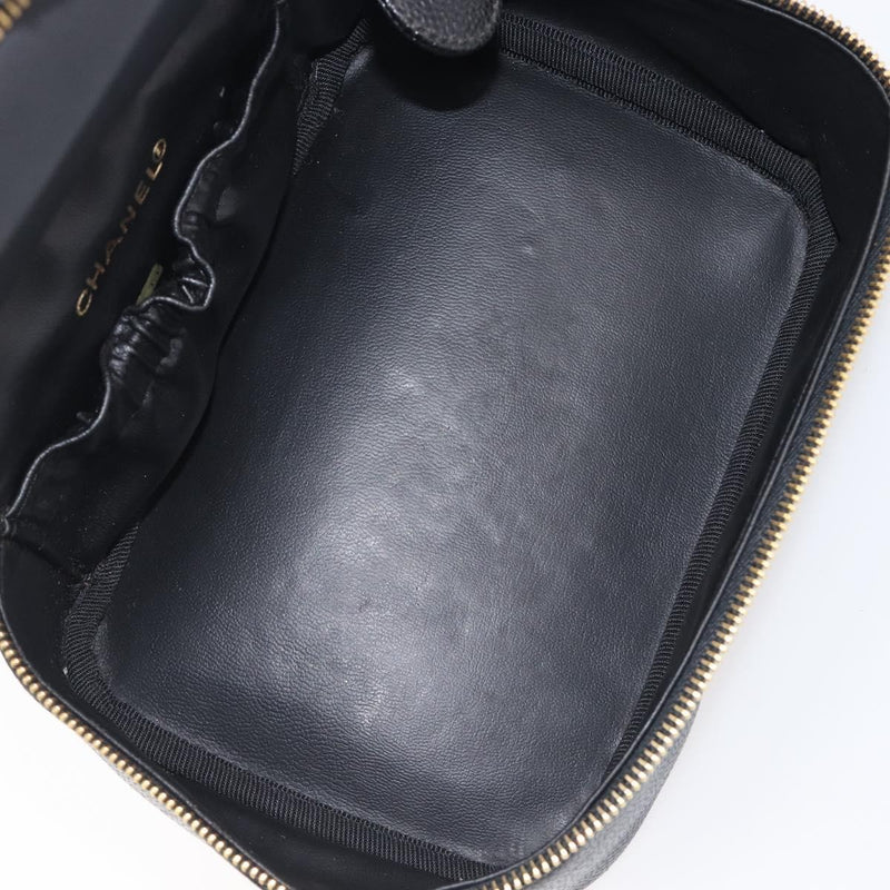 Chanel Vintage Timeless Cosmetic Case Caviar Black Leather Bag