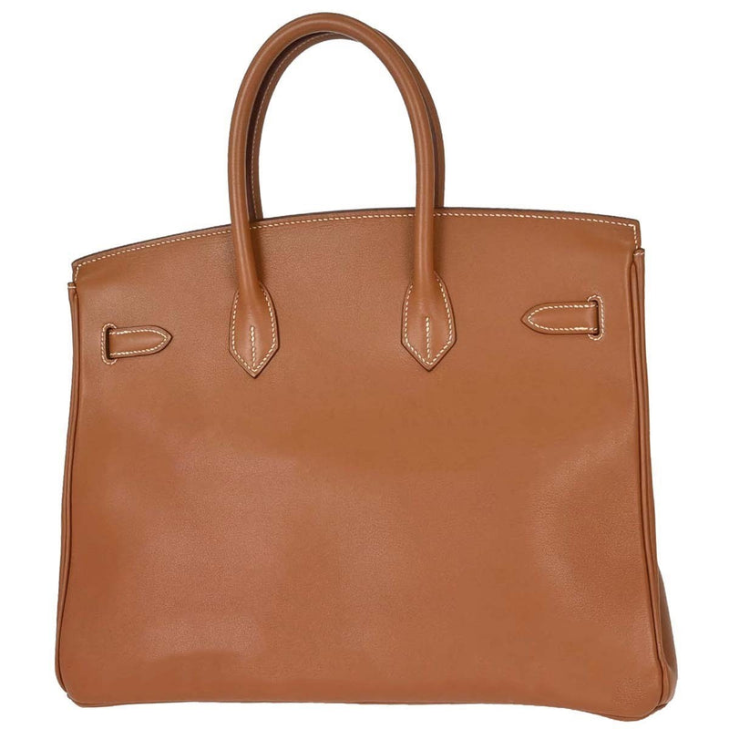 Hermes Birkin Brown Swift With Palladium Hardware Leather Bag