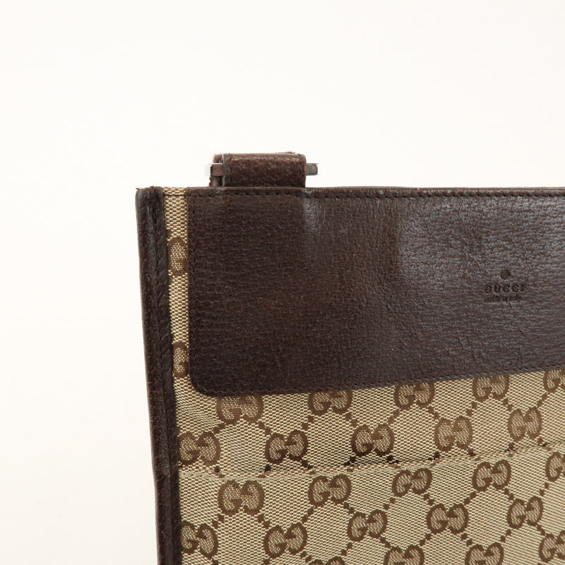 Gucci Vintage Flat Messenger Gg Canvas And Leather Beige