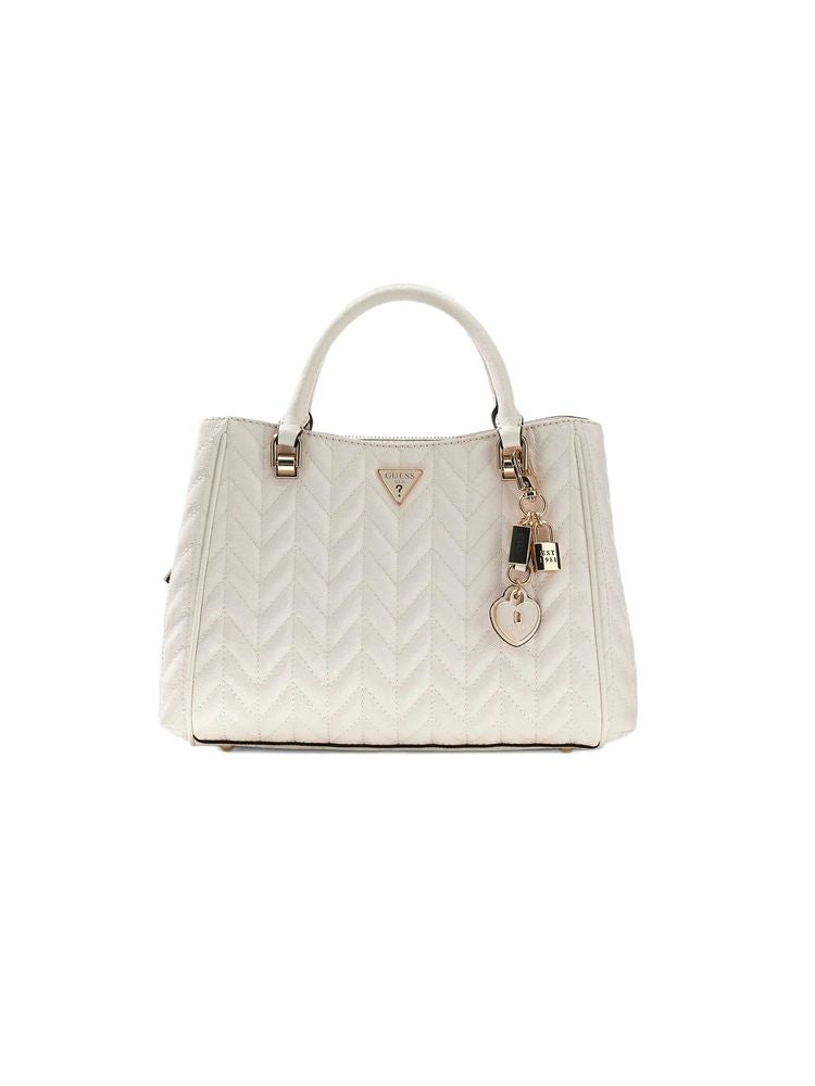 Guess Stacey Girlfriend Top Handle Bag — White Polyurethane