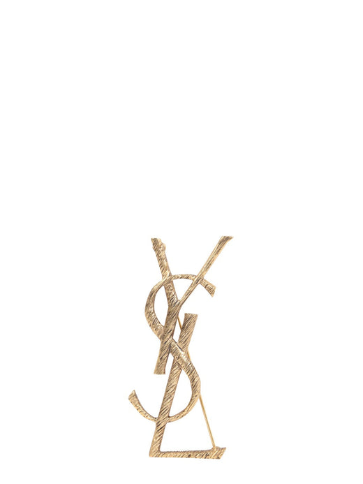 Saint Laurent Monogram Gold Brooch — Brooches & Pins