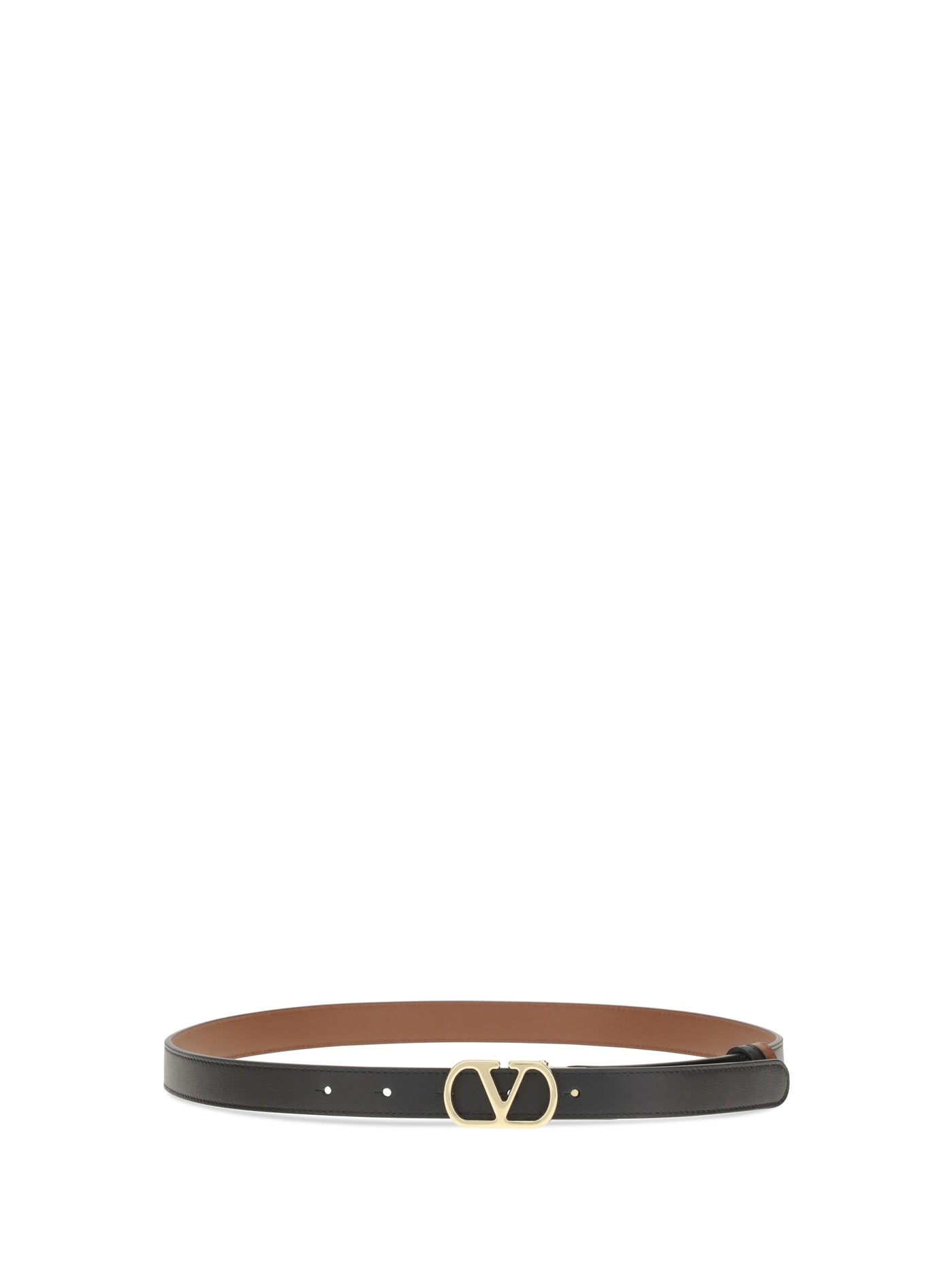 Valentino Garavani Reversible Polished Calfskin Belt — Black Calf Leather