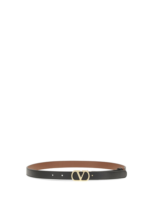 Valentino Garavani Reversible Polished Calfskin Belt — Black Calf Leather