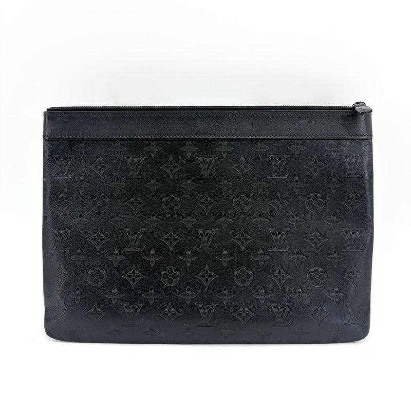 Louis Vuitton Monogramissime Pochette Monogram Canvas And Exotics Black Leather Bag