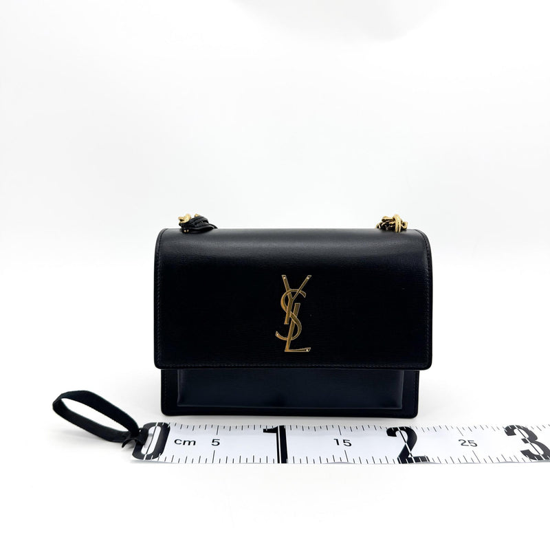 Saint Laurent Sunset Leather Black Calfskin Bag
