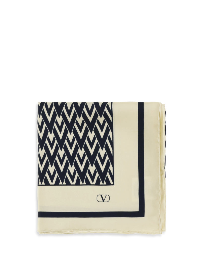 Valentino Garavani Toute La V Scarf — Ivory Silk Scarfs