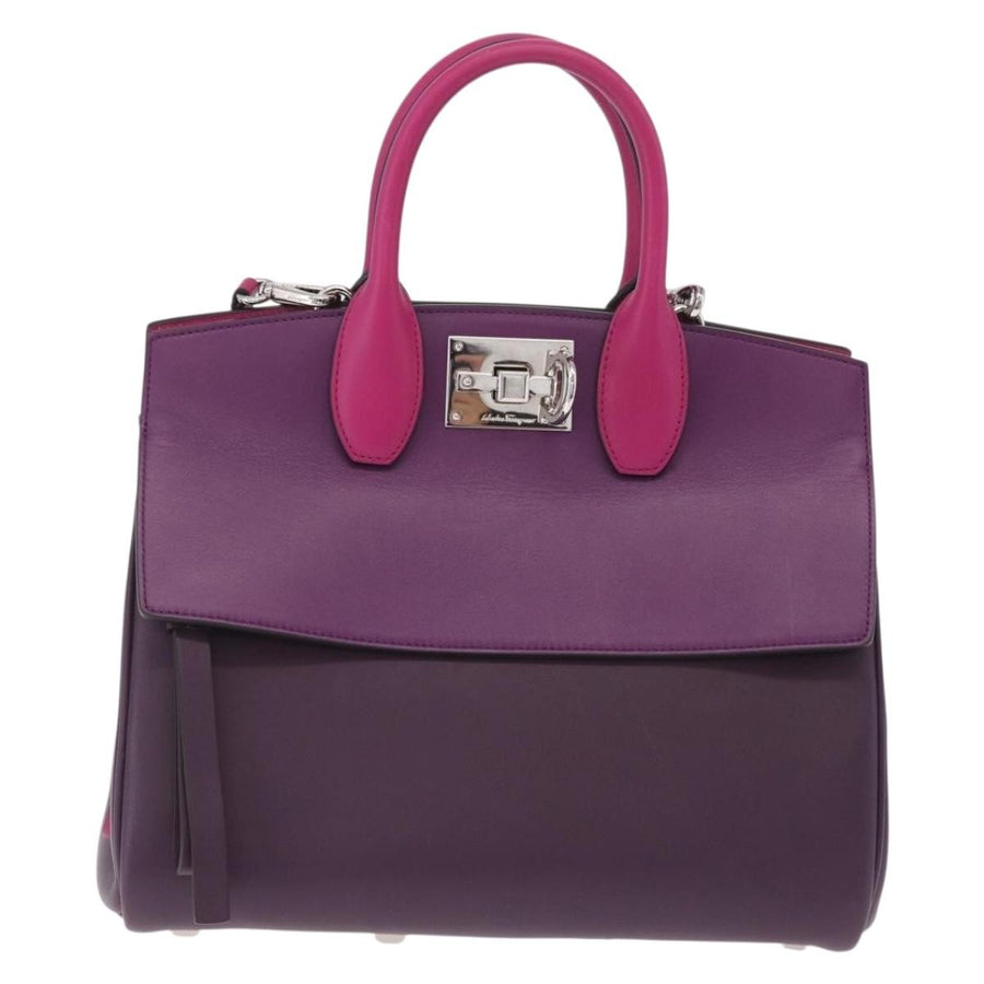 Salvatore Ferragamo Studio Satchel Leather Purple