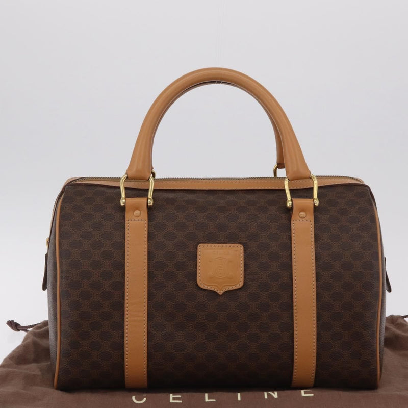 Celine Vintage Boston Macadam Coated Canvas Brown Pvc Bag
