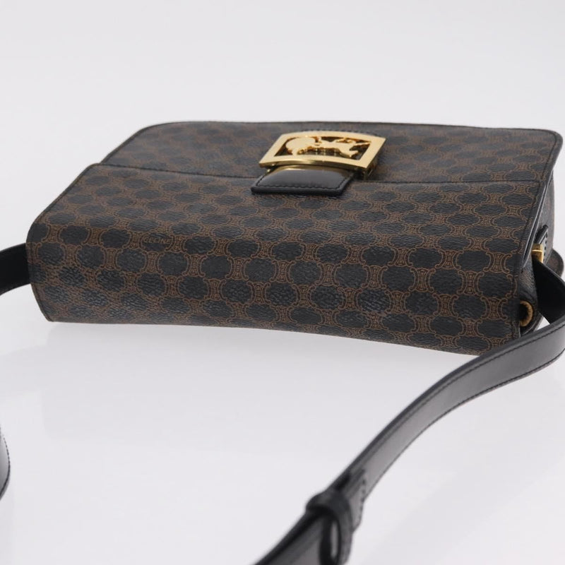Celine Vintage Horse Carriage C Macadam Canvas And Leather Black Bag