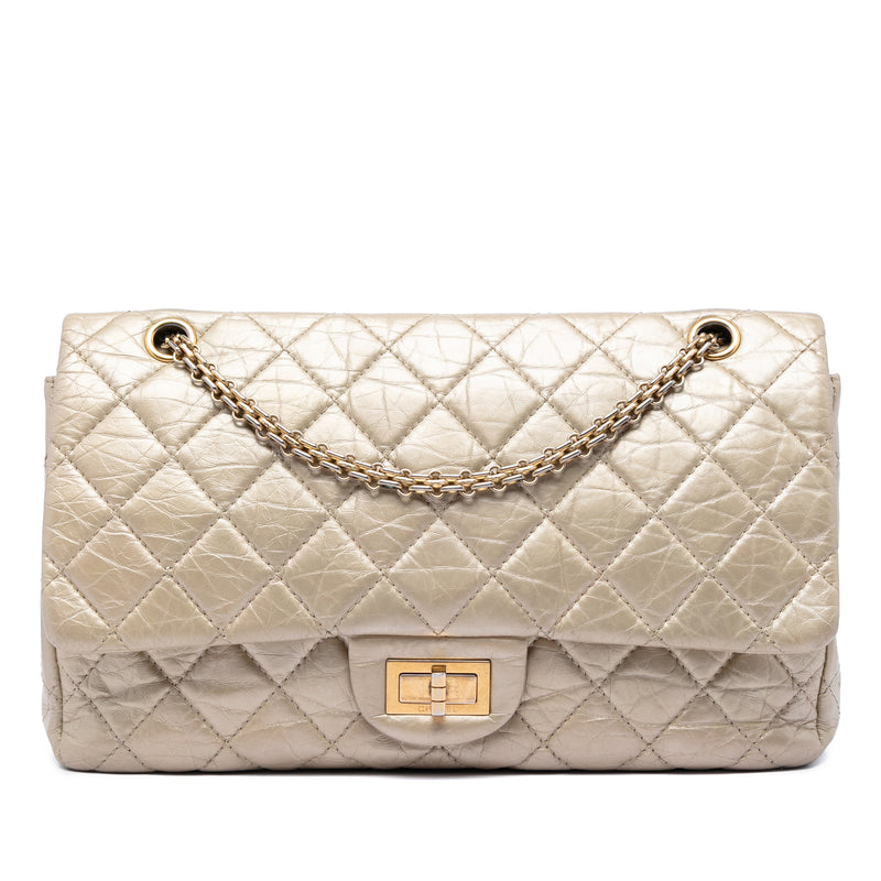 Metallic Aged Calfskin Reissue 2.55 Double Flap 227