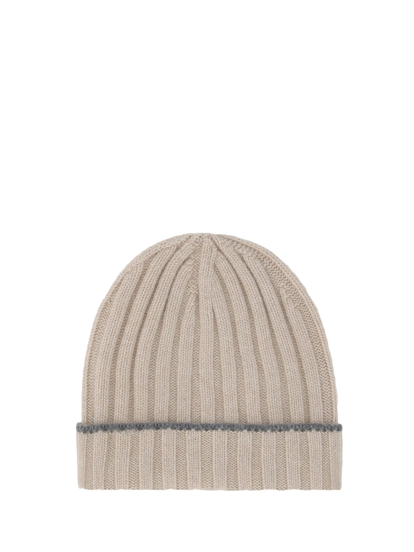 Brunello Cucinelli M2240900 Ribbed Cashmere Beanie — Beige Kashmir/capra Hircus Beanies