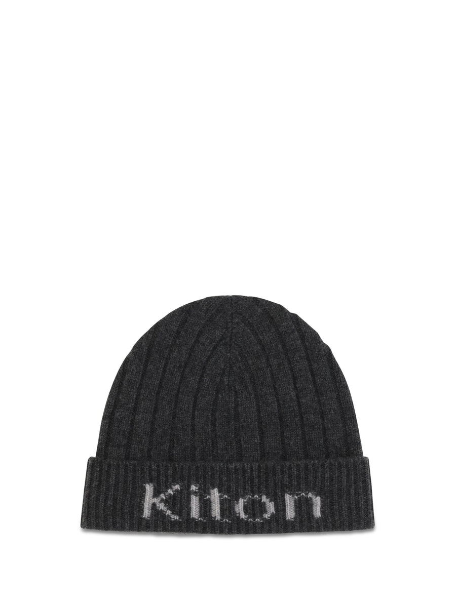 Kiton Ucpl003k0235l03 Merino Wool Ribbed Beanie — Gray Ovis Aries Beanies