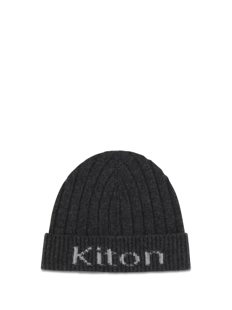 Kiton Ucpl003k0235l03 Merino Wool Ribbed Knit Beanie — Gray Beanies